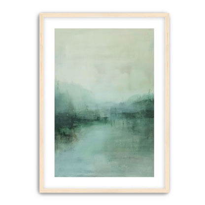 Misty harbor with boats