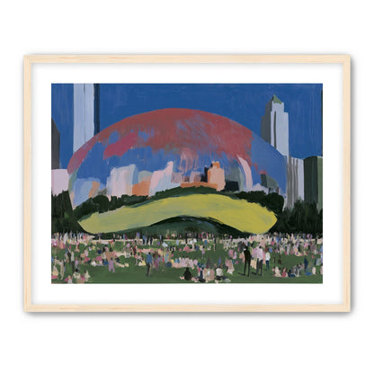 Crowd beneath the curved pavilion