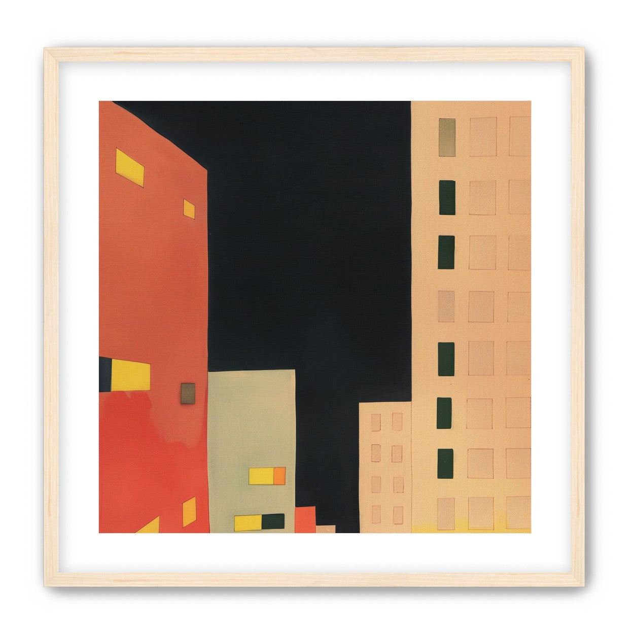 Lit windows in black sky