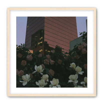 Pink tower above magnolias