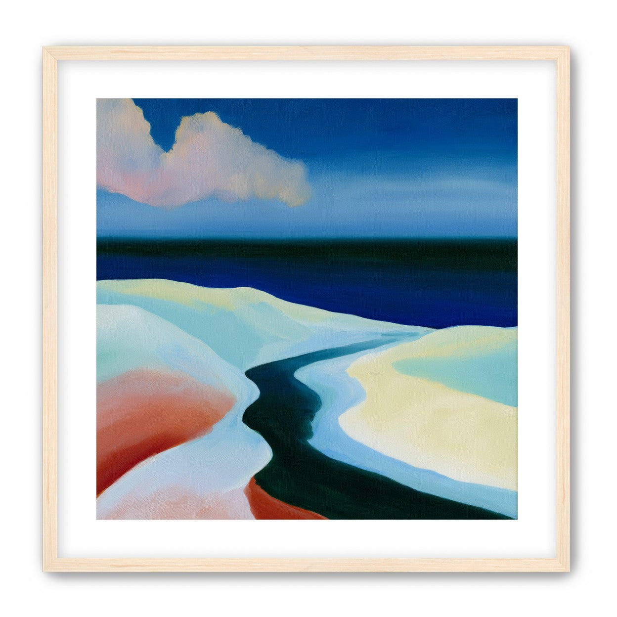 Deep blue over pale dunes