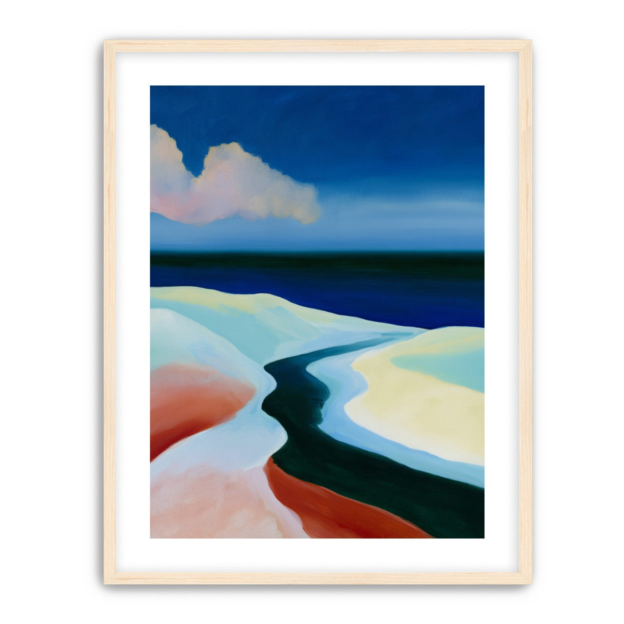 Deep blue over pale dunes