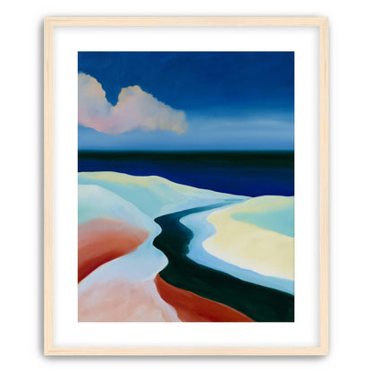 Deep blue over pale dunes