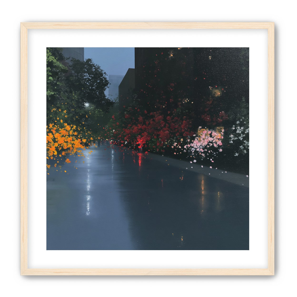 Rainlight on the flowered street