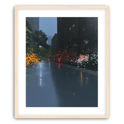 Rainlight on the flowered street