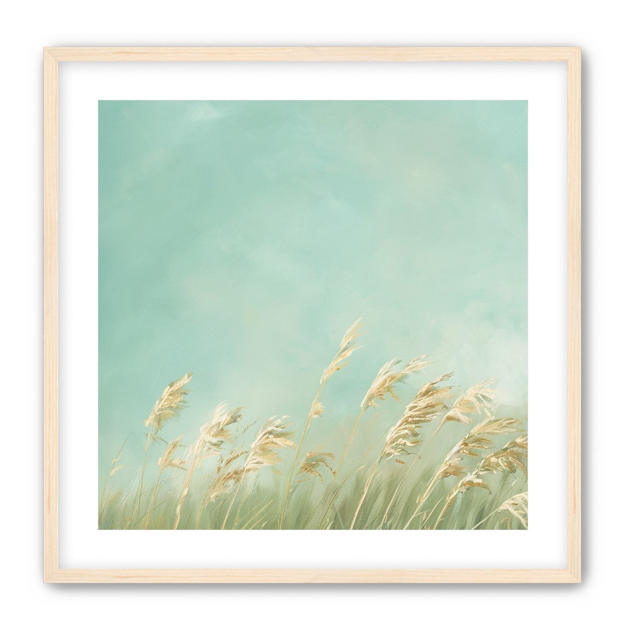 Turquoise sky over pale grass