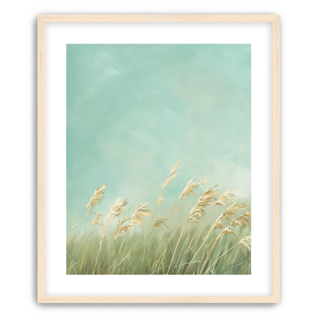 Turquoise sky over pale grass