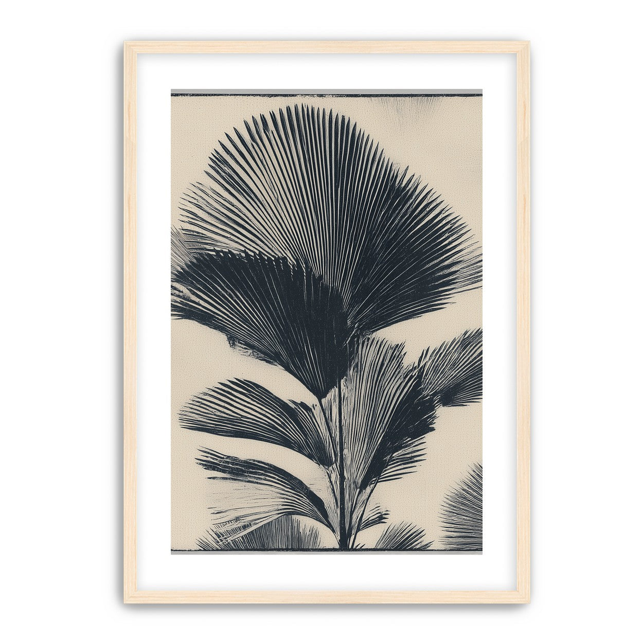 Palm fronds in black ink