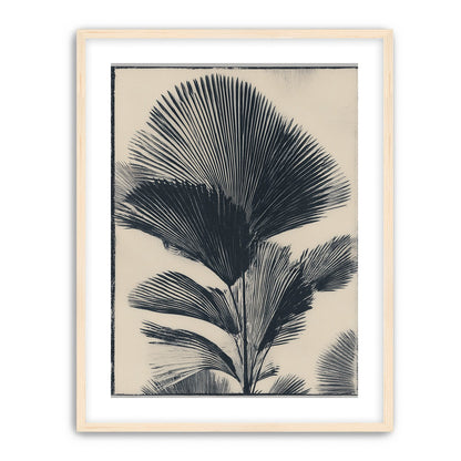 Palm fronds in black ink