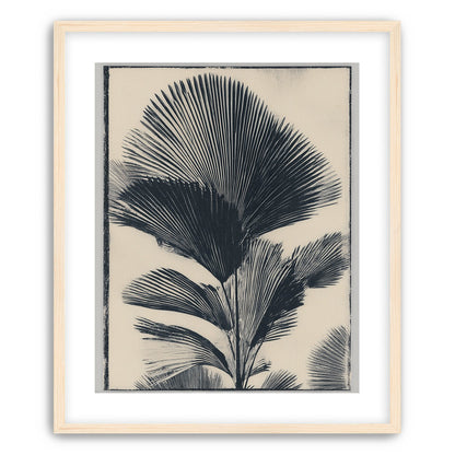 Palm fronds in black ink