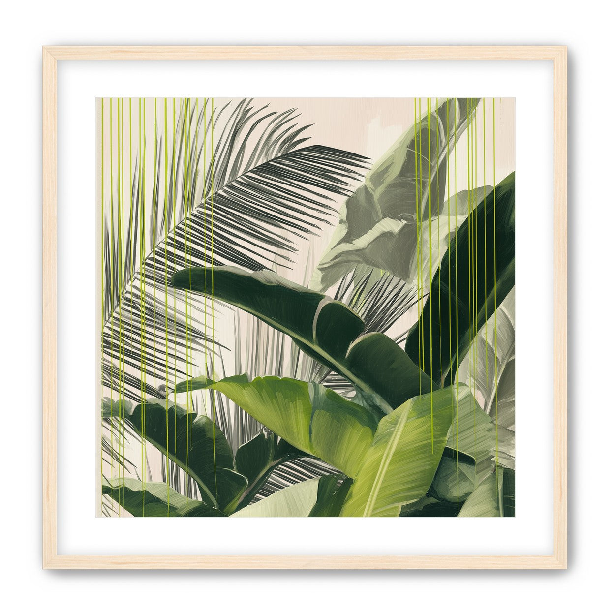 Green drips over palms
