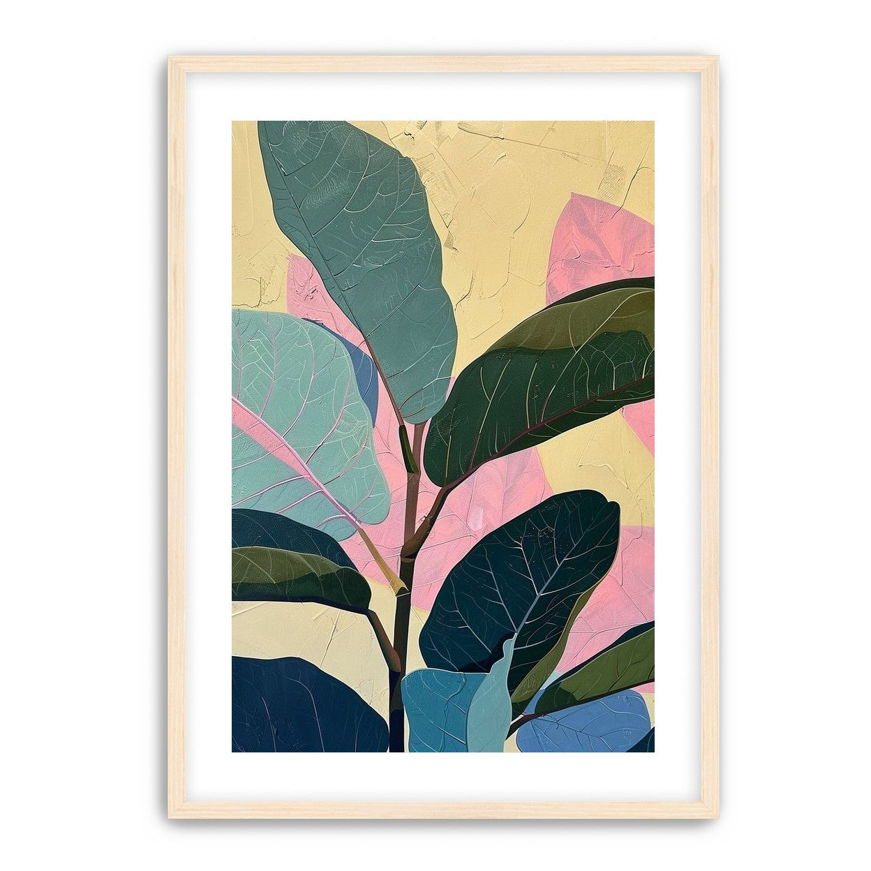 Leaves leaning into pink light