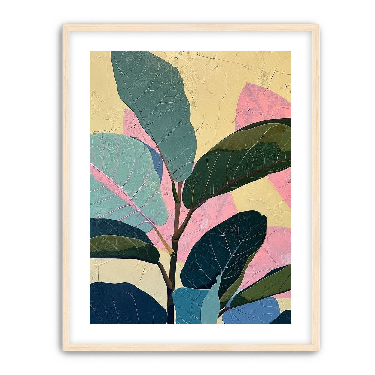 Leaves leaning into pink light
