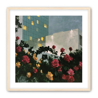 Roses under office lights