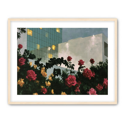 Roses under office lights