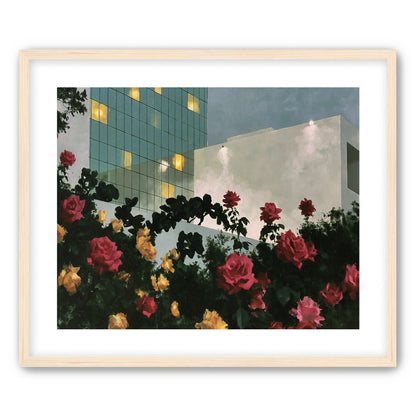 Roses under office lights