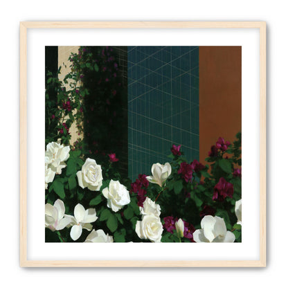 Roses against the blue grid