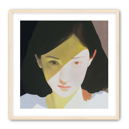 Yellow light across her face