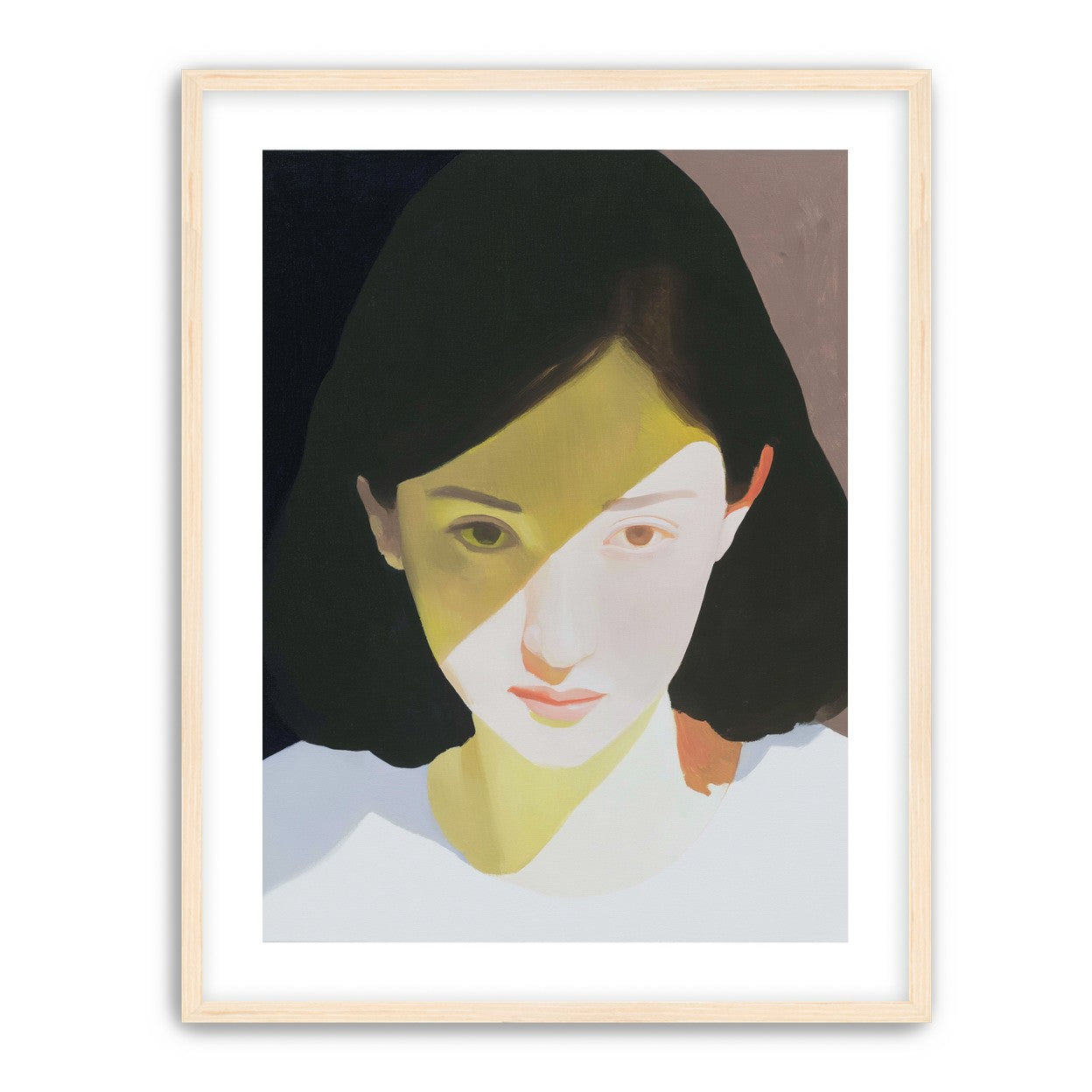 Yellow light across her face