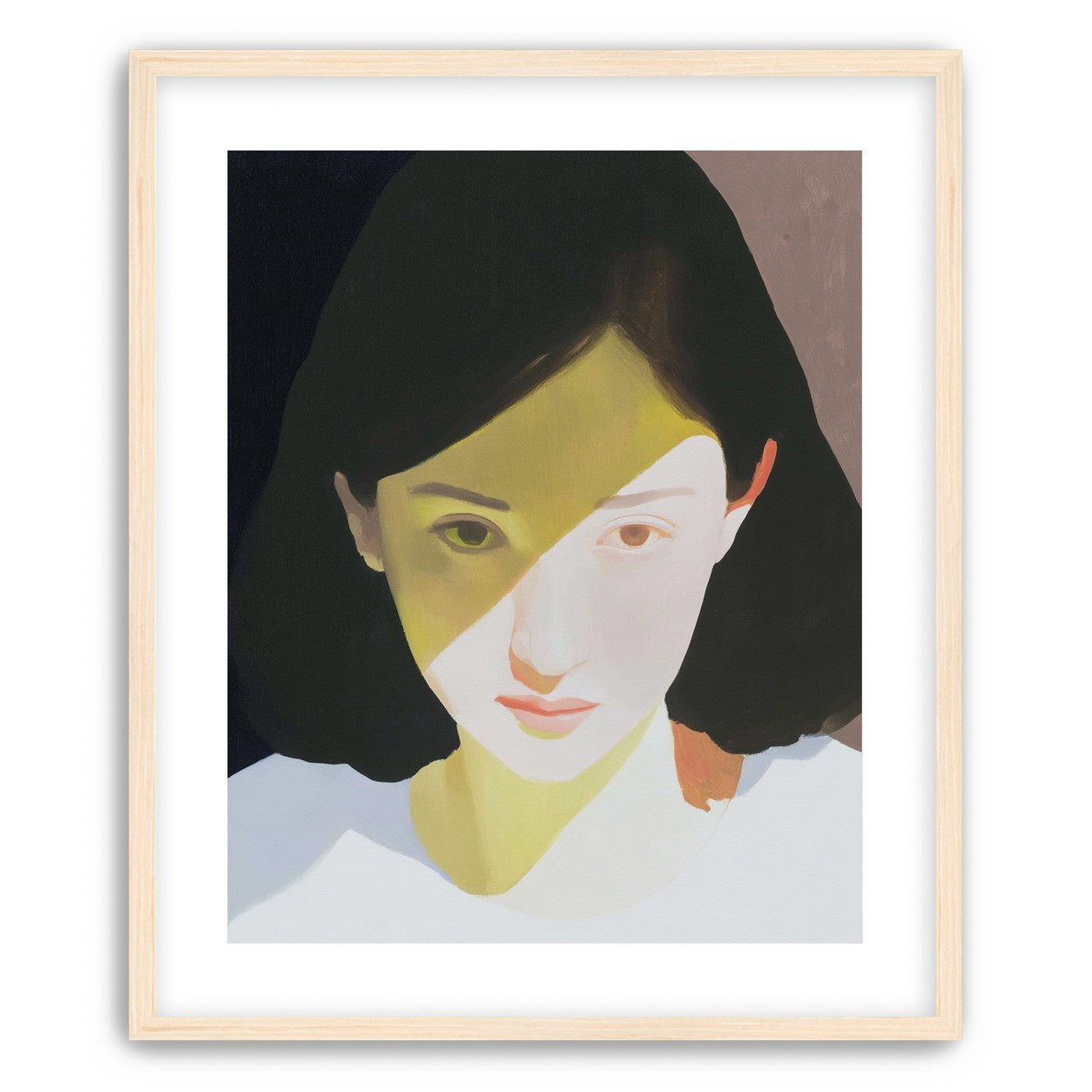 Yellow light across her face