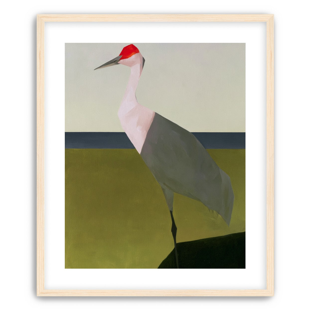 Red crown crane at the shore