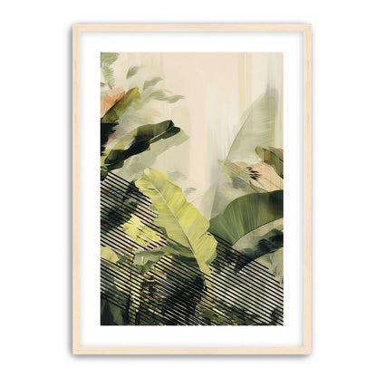 Green leaves over black stripes