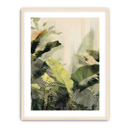 Green leaves over black stripes