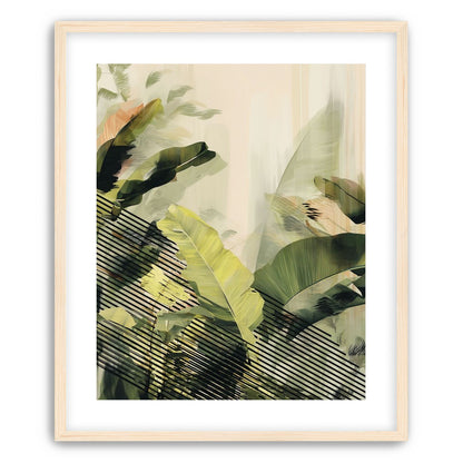 Green leaves over black stripes