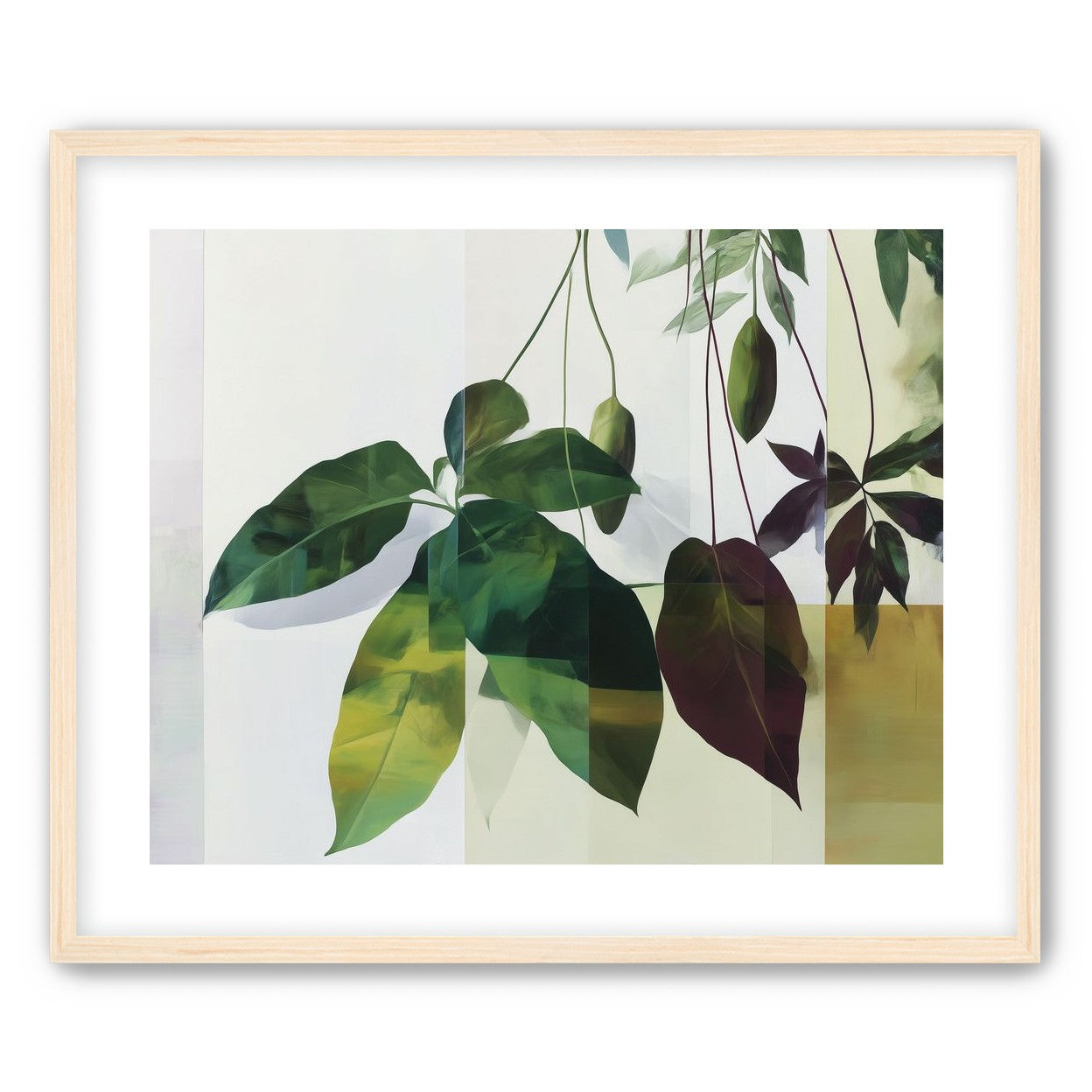 Leaves crossing the pale grid
