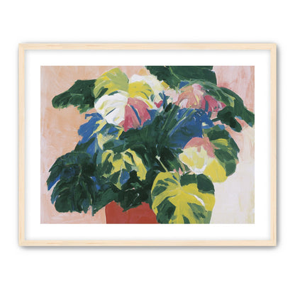 Red pot under heavy leaves