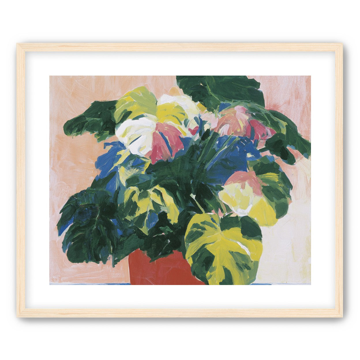 Red pot under heavy leaves