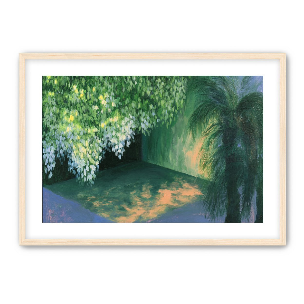 Yellow light on green pond