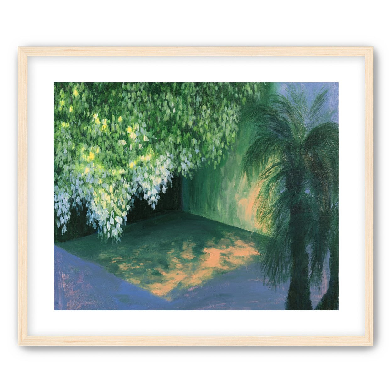 Yellow light on green pond