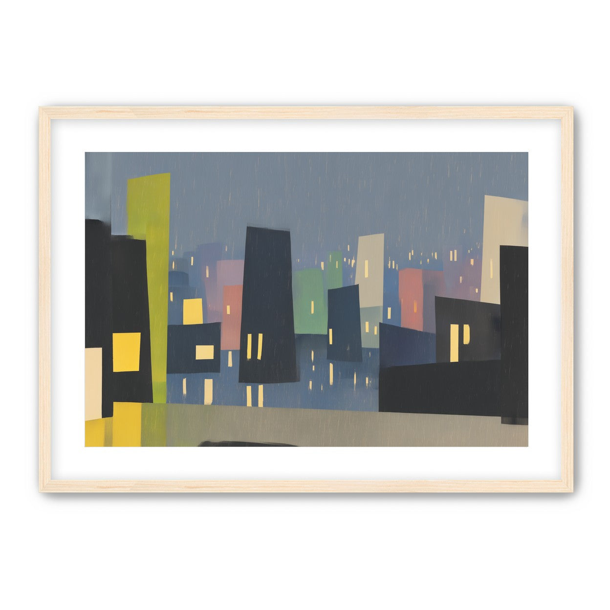 Rain on the lit skyline