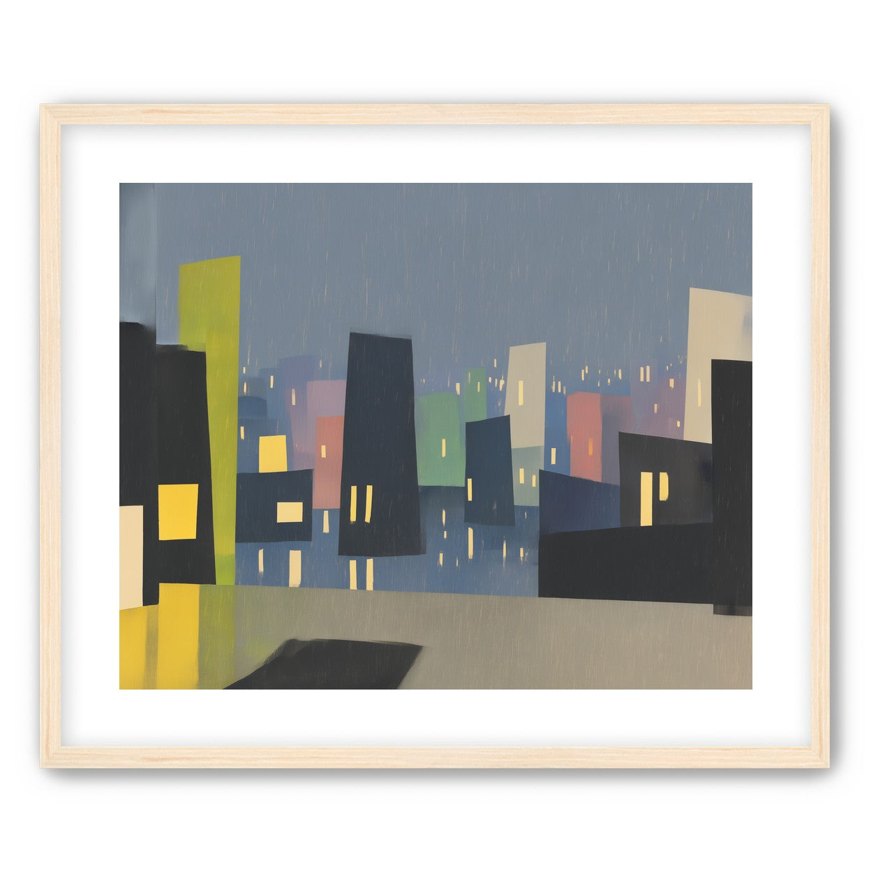 Rain on the lit skyline