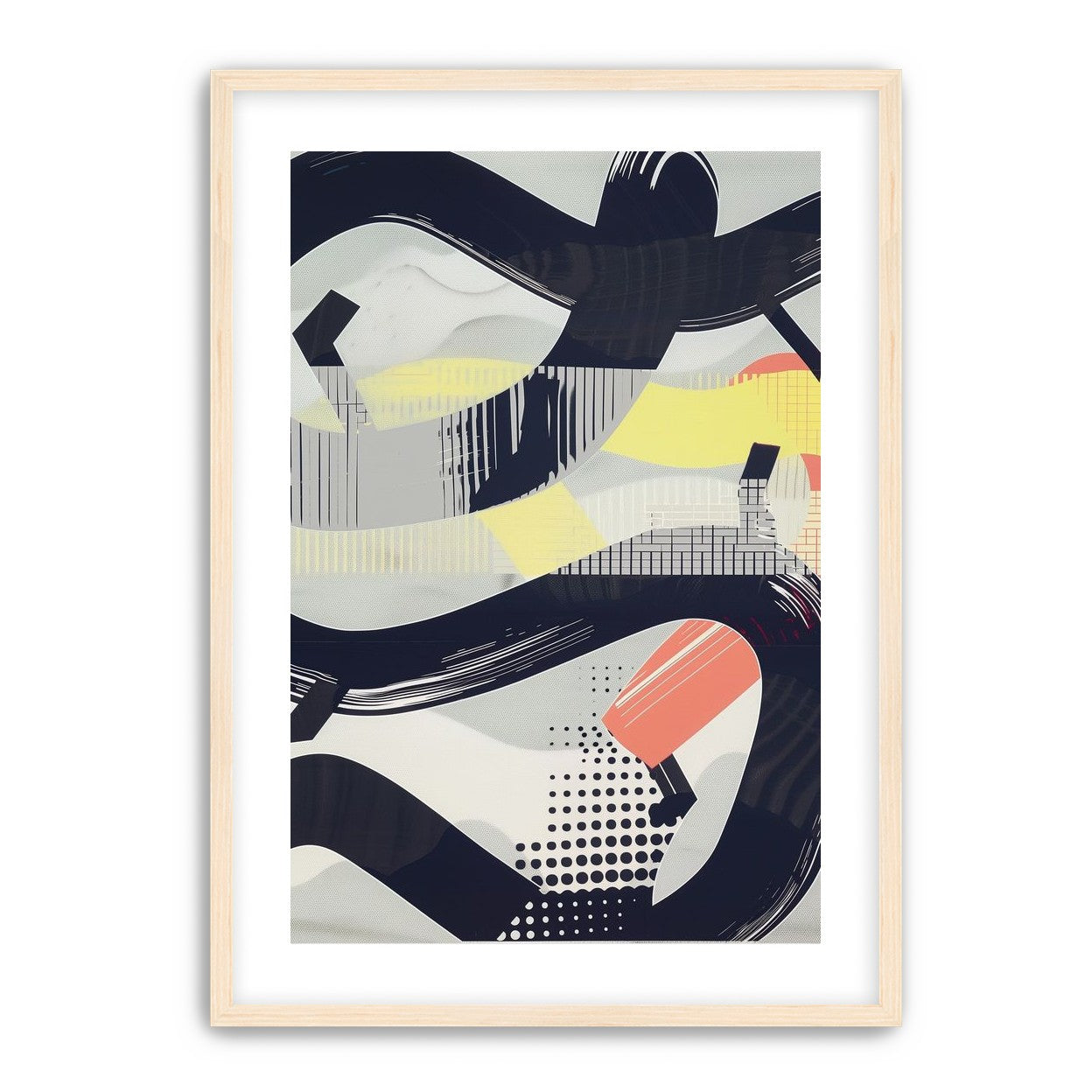 Black loops over yellow blocks
