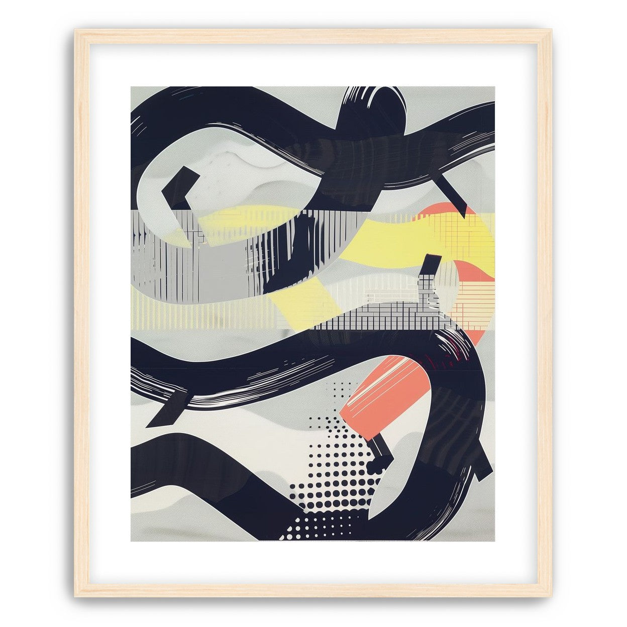 Black loops over yellow blocks