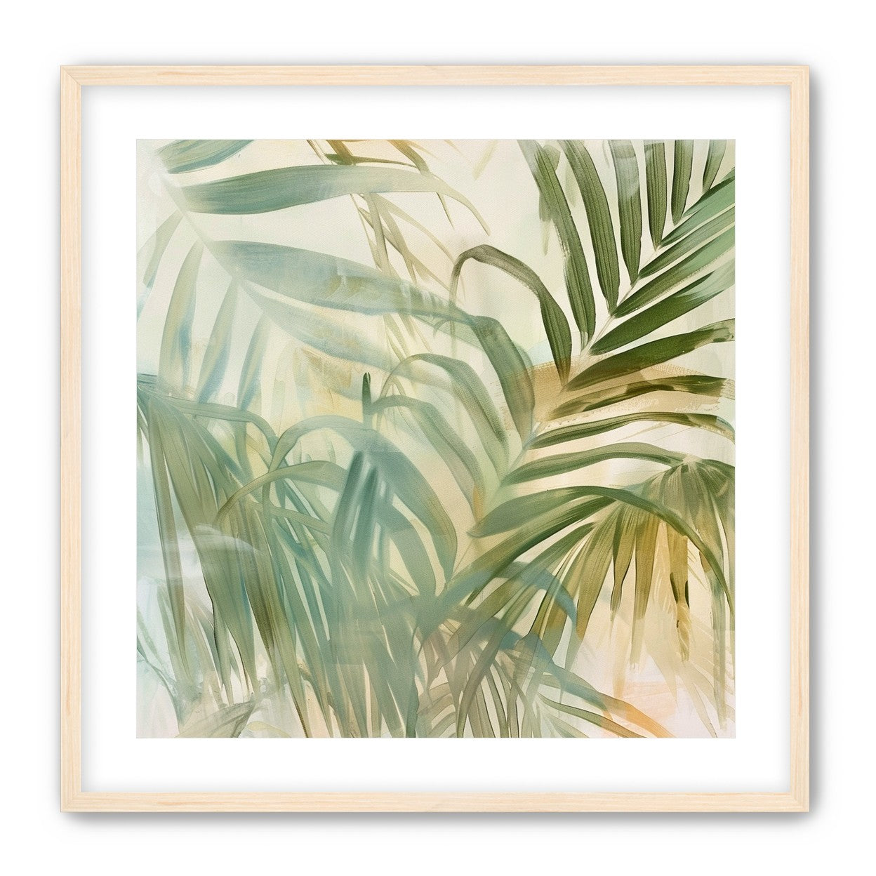 Palm leaves in pale wash
