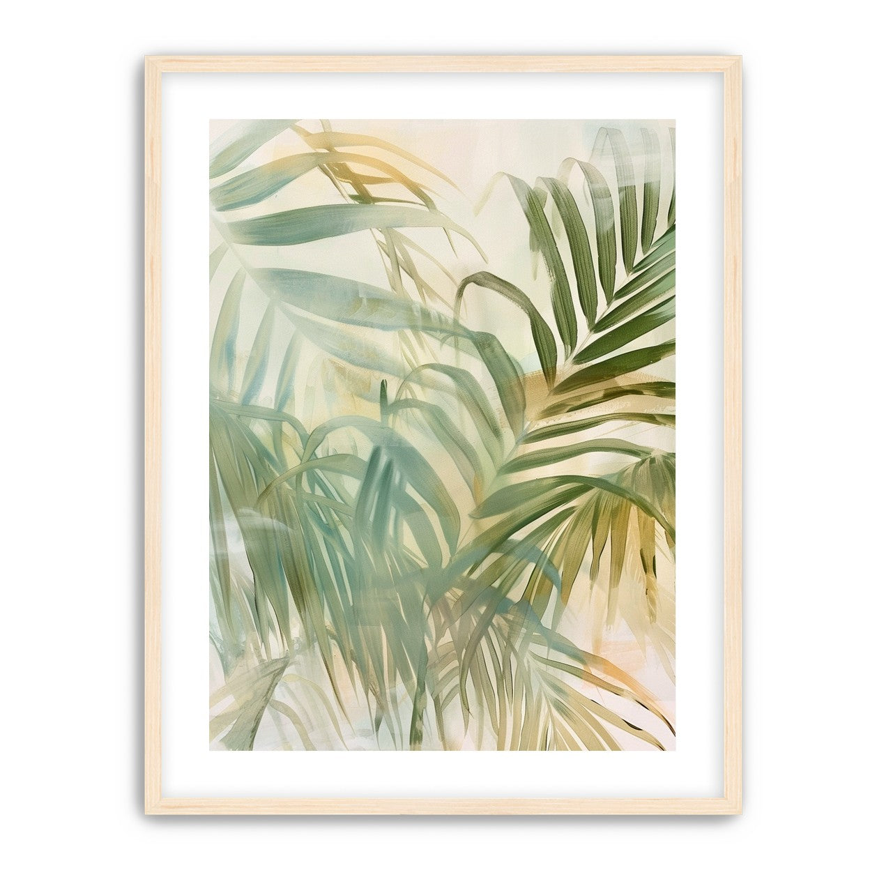 Palm leaves in pale wash