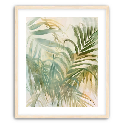 Palm leaves in pale wash