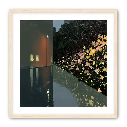 Flowers beside the wet wall