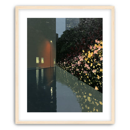 Flowers beside the wet wall