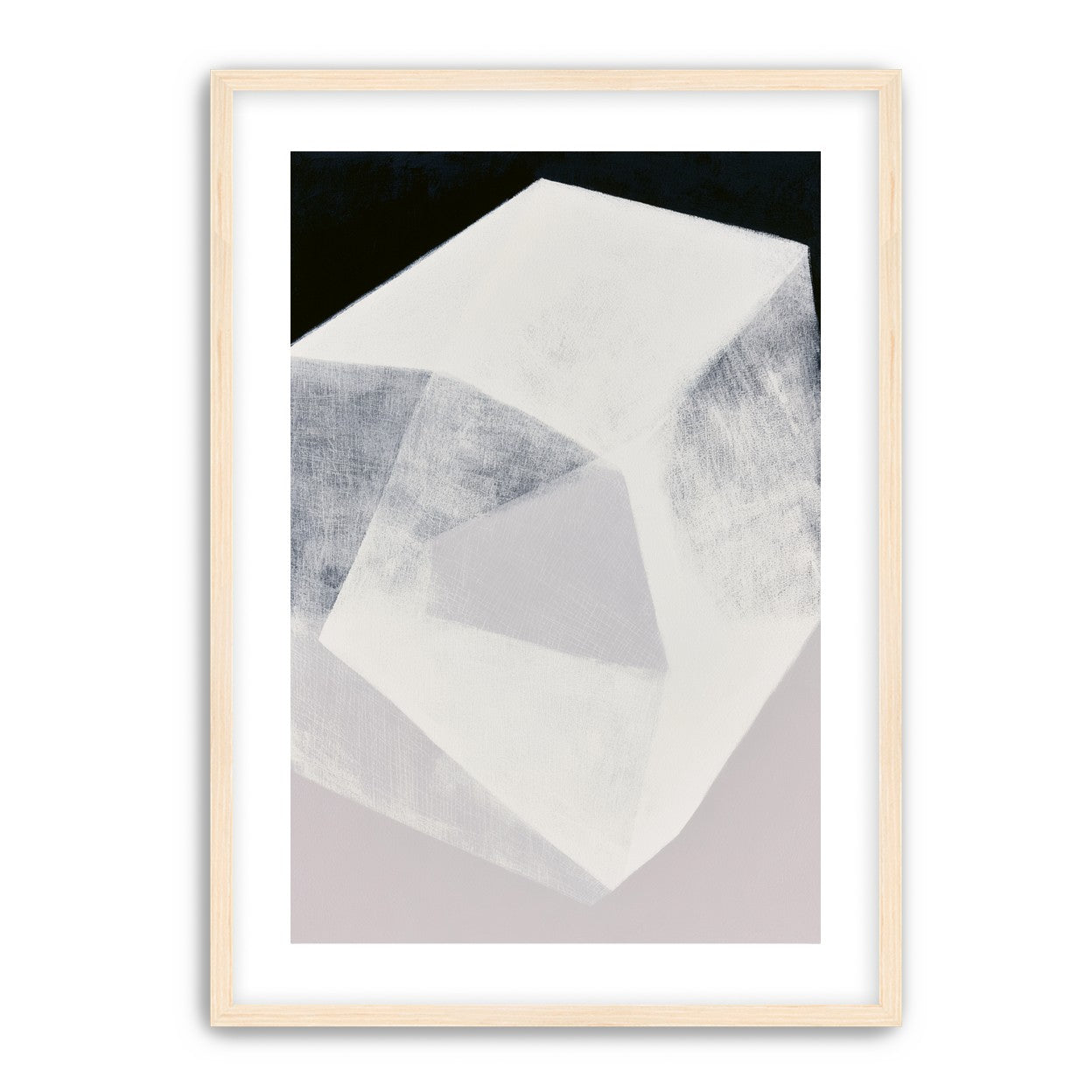 Milkwhite facets in deep black