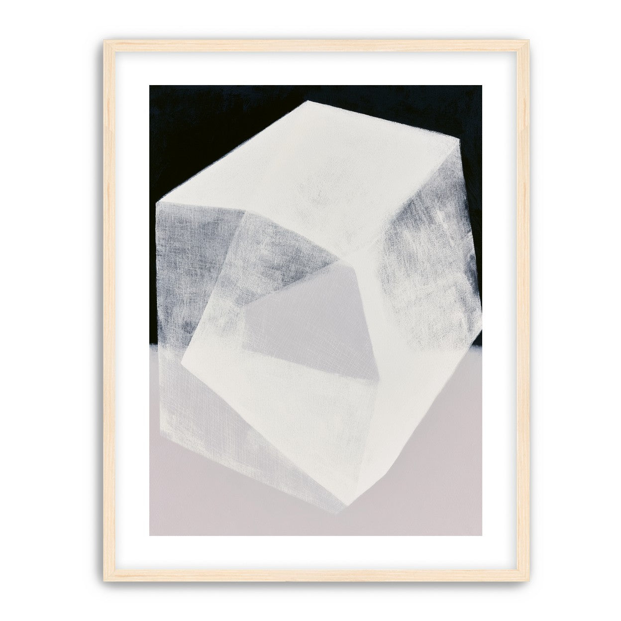 Milkwhite facets in deep black
