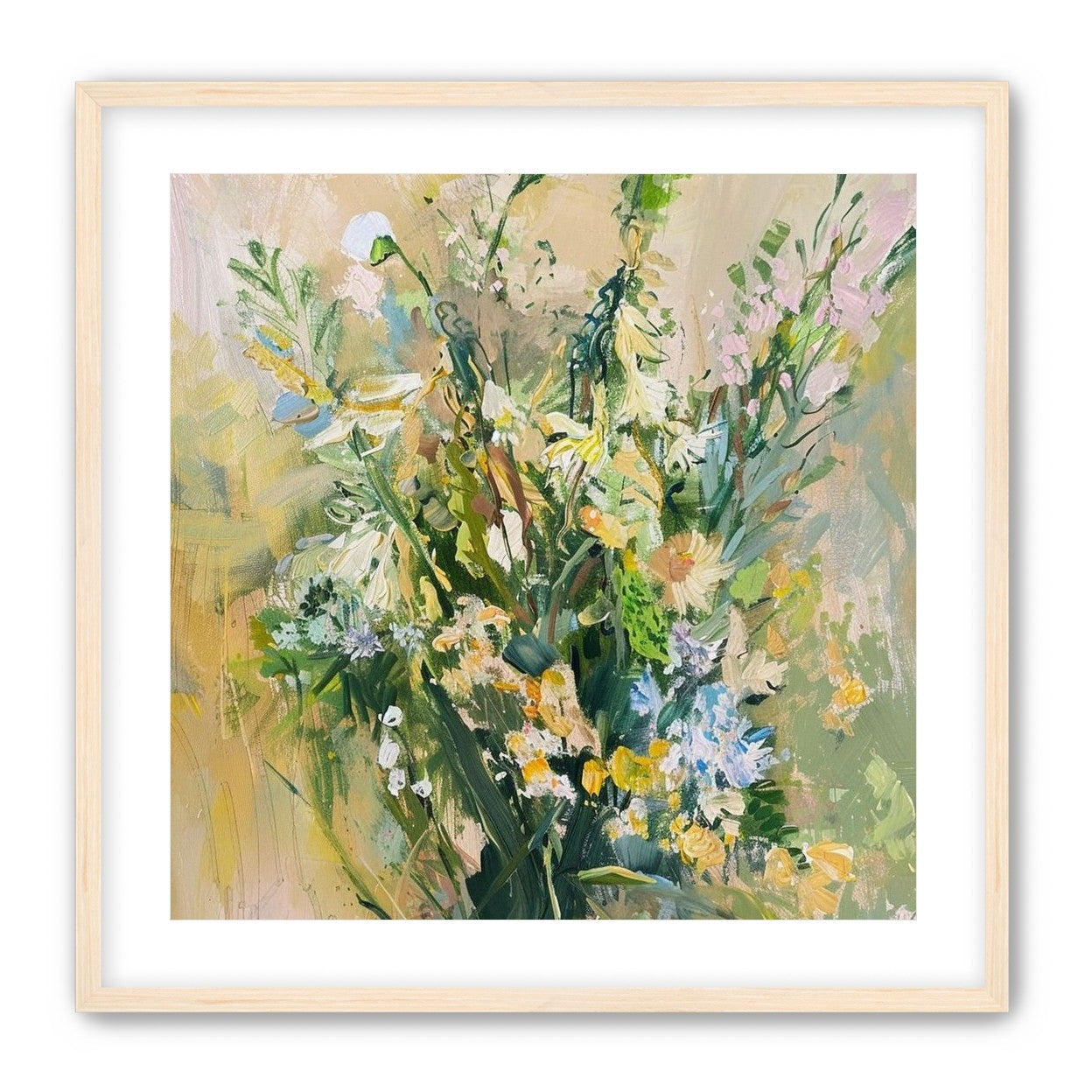 Wildflowers within pale light