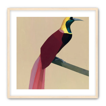 A bright bird on a branch