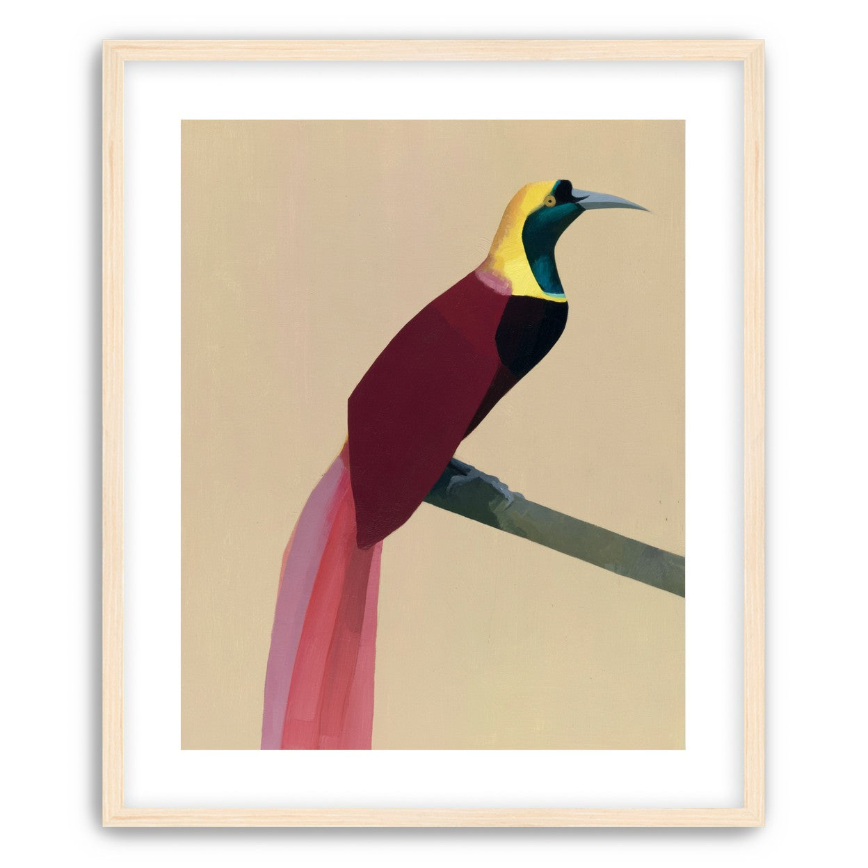 A bright bird on a branch