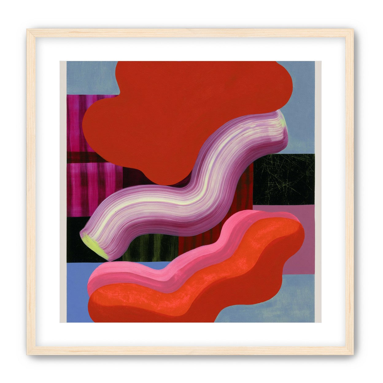 Layered red forms on grid