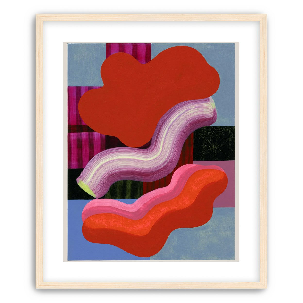 Layered red forms on grid