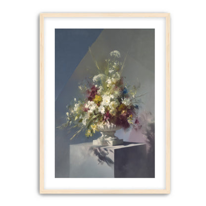 White urn within angled light
